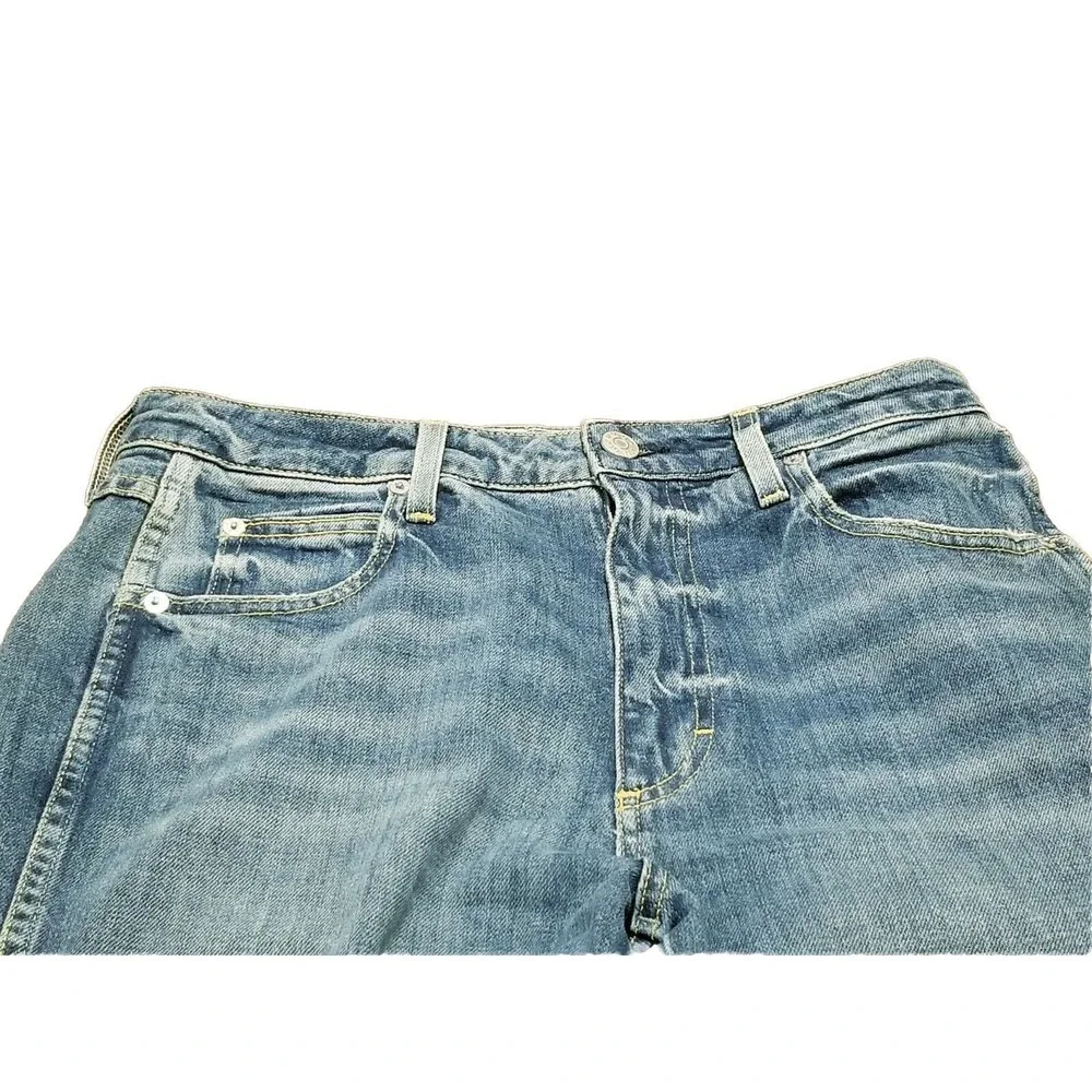 AMO Jeans Women's 30 Chloe Crop Kismet Blue Faded Raw Hem Stretch Denim (31x27)